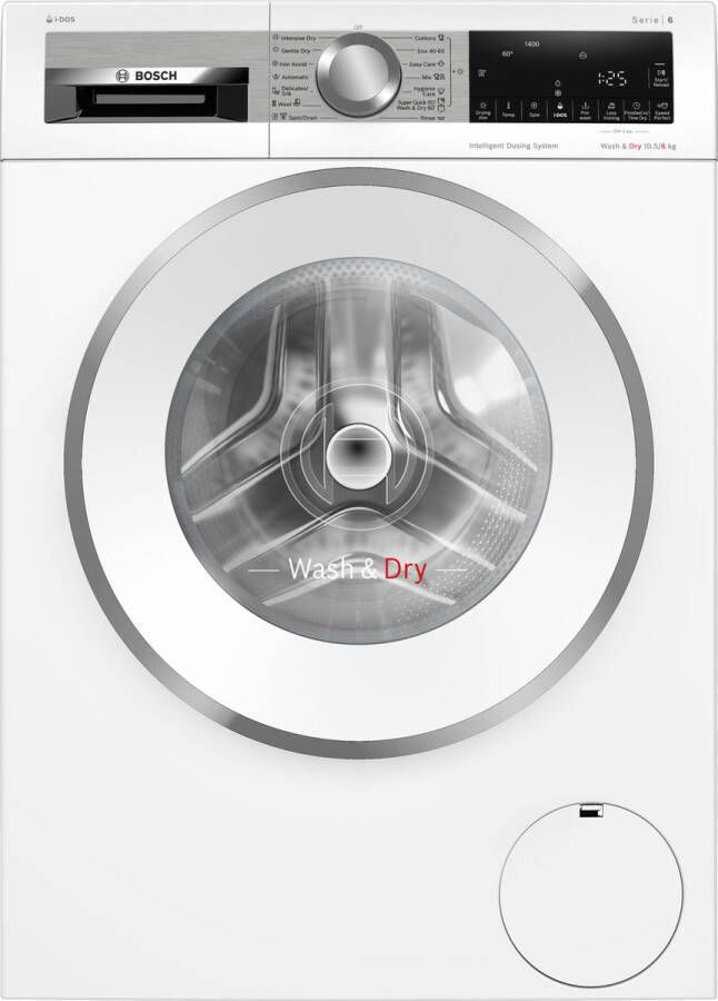 Bosch WNG254A9BY Serie 6 Was-droogcombinatie Wassen en drogen in 1 keer Extra stil 10.5 6 kg 1400 rpm Automatisch doseren Met stoom ENG Display