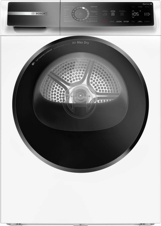 Bosch WRB247D0FG Serie 8 Wasdroger Warmtepompdroger 9 kg Energielabel A Zelfreinigende condensor Blijvend energiezuinig Air Max Dry: perfecte droogresultaten en laag energieverbruik