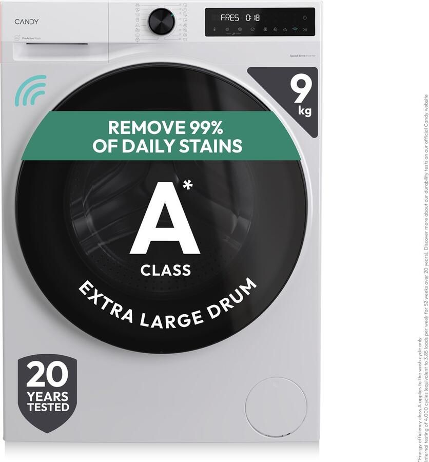 Candy BWR 495BL8-S Was-droogcombinatie 9+5 kg A D Extra stil (72 dB) XL Soft Drum 16 programma s Wi-Fi + Bluetooth (hOn) Getest om 20 jaar mee te gaan Inverter motor 10 jaar garantie op onderdelen
