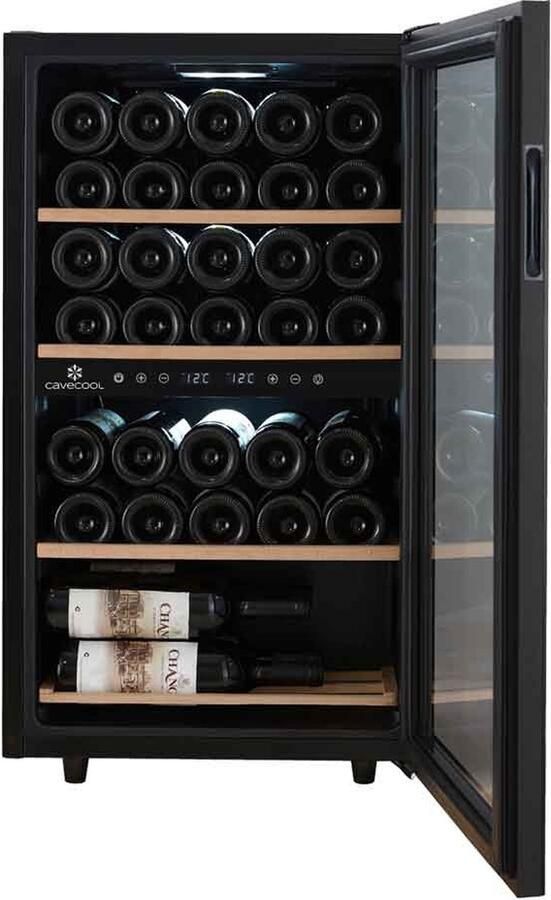 CaveCool Wijnklimaatkast Chill Ruby – 34 flessen – 2 temperatuurzones – zwart