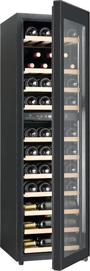 CaveCool Wijnkoelkast Raw Quartz 44 flessen 2 temperatuurzones zwart