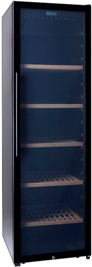 CaveCool Passion Mica Wijnkoelkast 248 flessen 1 zone Temperatuur+ vochtigheidsalarm Zwart glazen front