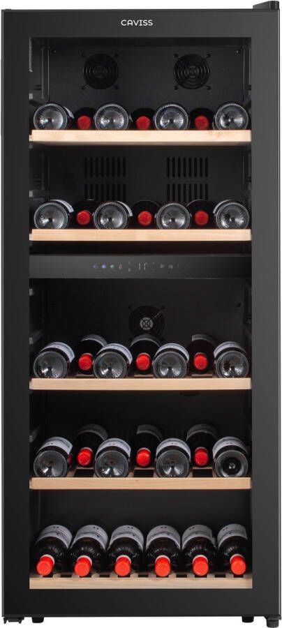 Caviss C291CBEG Vrijstaande Wijnkoelkast 2 Temperatuurzones 91 Flessen 220 L 124 cm H Zwart