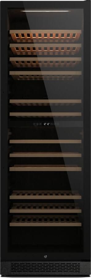 Caviss C2165EBEG Vrijstaande Wijnkoelkast 2 Tempertuurzones 165 Flessen 407 L 39 dB Zwart 10 Telescopische uitschuifplateaus + 2 presentatieplateaus