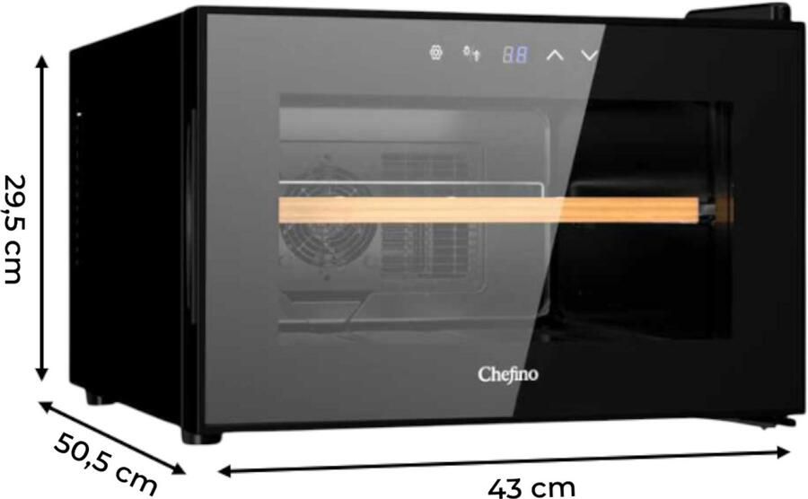 Chefino Wijnkoelkast Wijn Klimaatkast voor 8 Flessen Zwart Instelbare Temperatuur van 5°C tot 18°C Wijnkoelkast Liggend Liggende Wijnkoeler