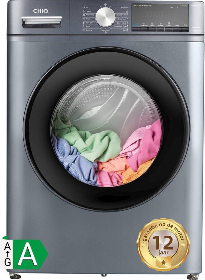 chiq CFL100-14586IM3XA Compacte Wasmachine 10 KG 1400 TPM Stoomwassen & Quick Wash Energieklasse A