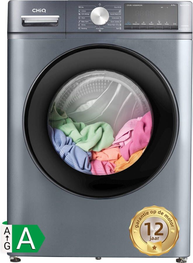Chiq CFL90-14586IM3XA Wasmachine 9 KG Space Pro 16 programma's AI Smart Stoomwassen & Quick Wash 12 jaar garantie op motor Energieklasse A