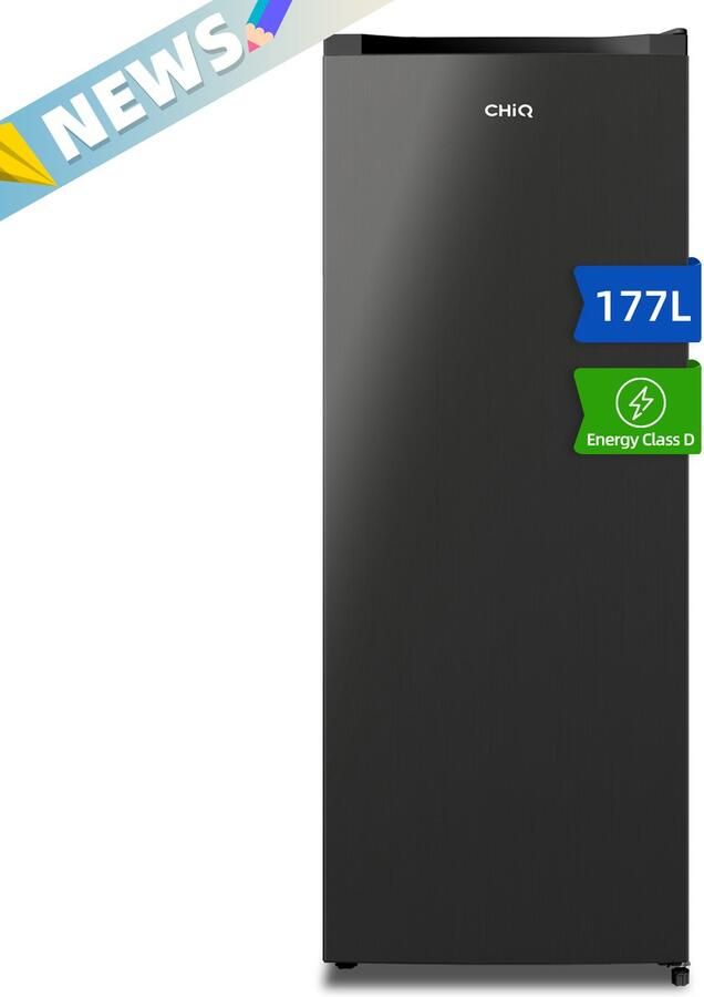 chiq CSD208D4D Vrijstaande Vriezers 177 Liter Energieklasse D Supervriezen 6 Lades 39 dB- Zwart 12 jaar garantie op compressor