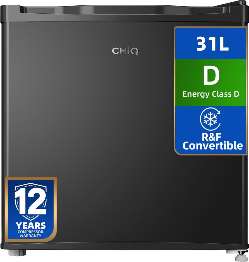 Chiq CSD31DBD Mini vriezer Barmodelr 31 Liter Energieklasse D 39 dB- Zwart 12 jaar garantie op compressor 2026 Nieuw
