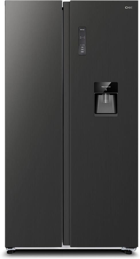 Chiq CSS530NGDE Amerikaanse Koelkast 525 Liter No Frost & Waterdispenser 32°C Snelvriezen Multi Air Flow Slimme Bediening -37dB 12 jaar garantie op compressor