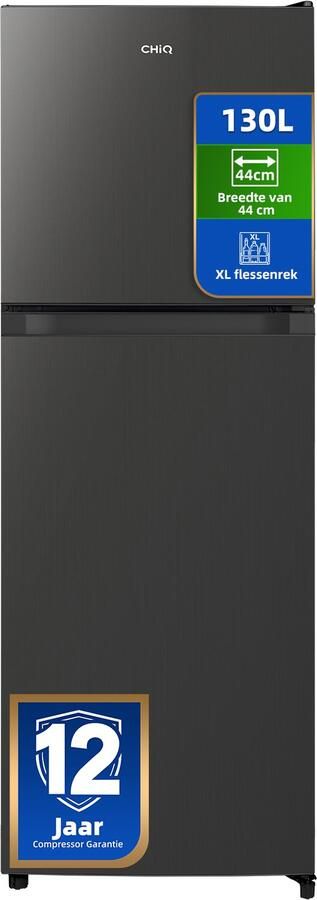 Chiq CTM130LGE Koel-vriescombinatie 130 Liter Vriesvak Boven 44cm Slim Design Defrost 12 jaar garantie op compressor Nieuw 2026