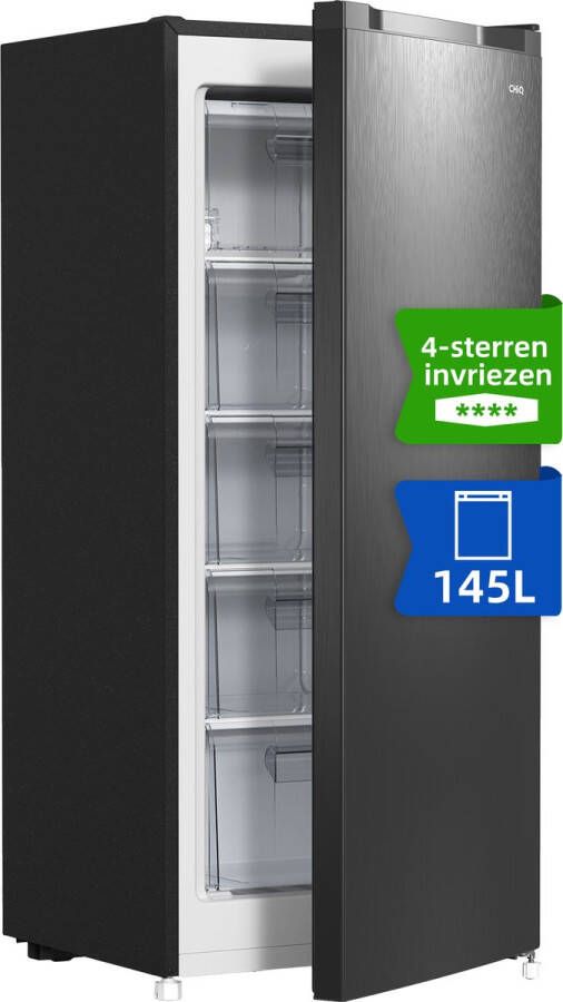 Chiq FSD160D4E Vrijstaande Vriezers 145 Liter 5 Vrieslades Energieklasse E RVS Zwart 12 Jaar Garantie op Compressor - Foto 3