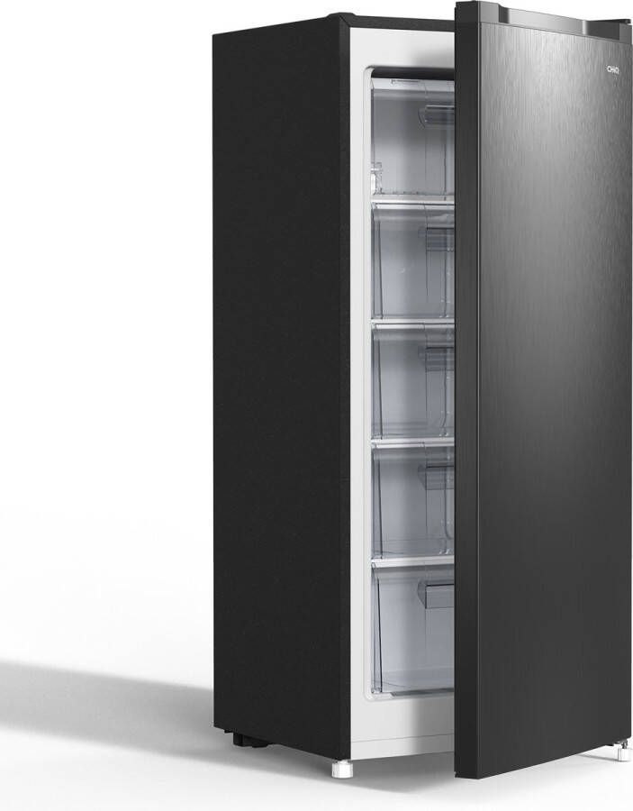 Chiq FSD160D4E Vrijstaande Vriezers 145 Liter 5 Vrieslades Energieklasse E RVS Zwart 12 Jaar Garantie op Compressor