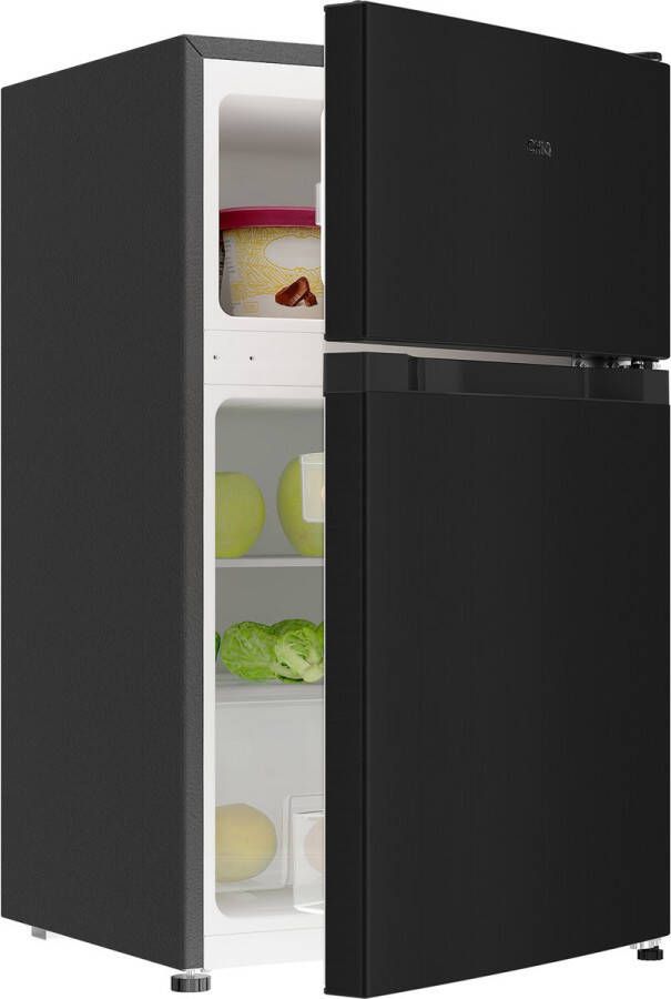 Chiq Tafelmodel Koel-vriescombinatie 86L (65 21) 47x84 5 cm Compacte Koelkast met Twee Deuren 4 Sterren Vriezer Flessenrek Verstelbare Thermostaten Geluidsarm Geschikt voor Studentenkamer Keuken Donkere Uitvoering 2023 - Foto 2