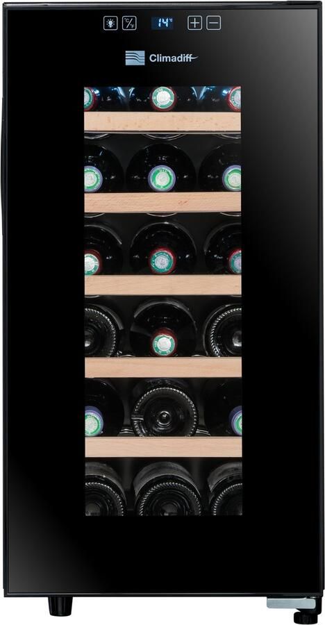 Climadiff CUVEE18 Wijnkoelkast voor 18 flessen Wijnklimaatkoelkast vrijstaand Wijnkoeler Instelbaar tussen 11°C en 18°C geluidsniveau slechts 22dB