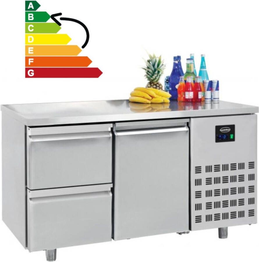 Combisteel Koelwerkbank ENERGY LINE Energiezuinig 281L 1 Deur + 2 Laden 1 1 GN –2°C +8°C Geforceerd 1400x700x850mm