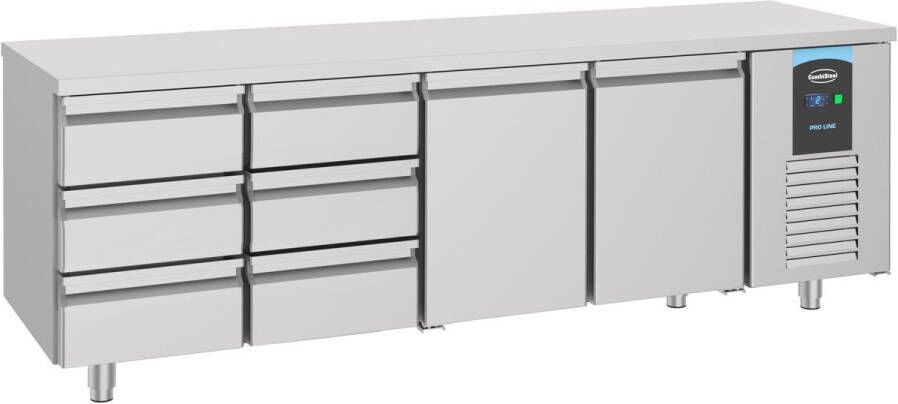 Combisteel Koelwerkbank ENERGY LINE Energiezuinig 632L 2 Deuren + 6 Laden 1 1 GN -2°C +8°C Geforceerd 2330x700x850mm