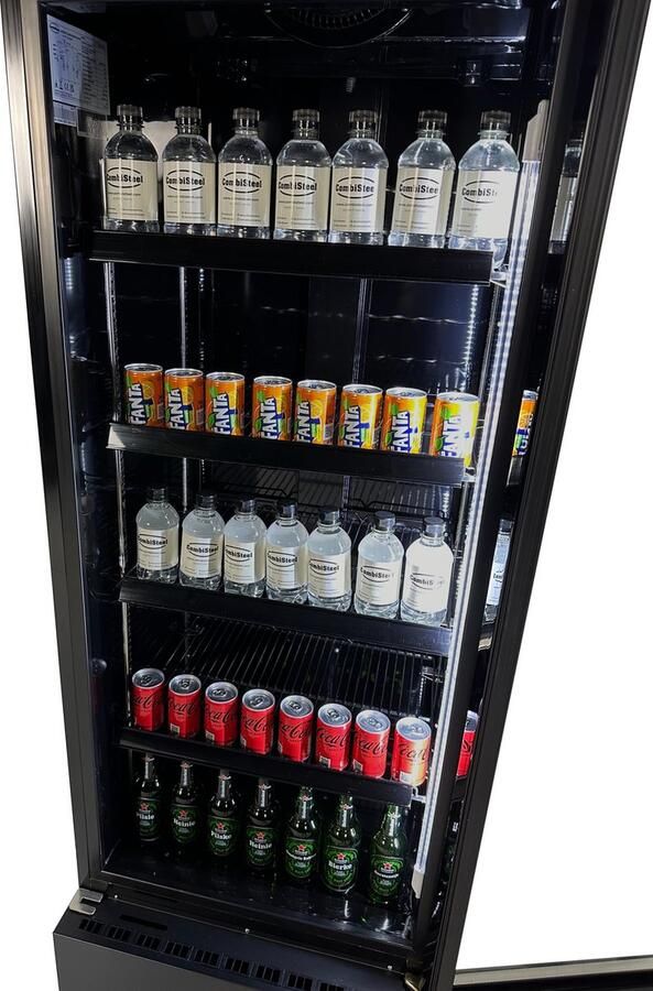 Combisteel Drankenkoeling 374L Zwart +1°C +10°C Geforceerd Wielen 610x610x1973mm Horeca Koelkast - Foto 2