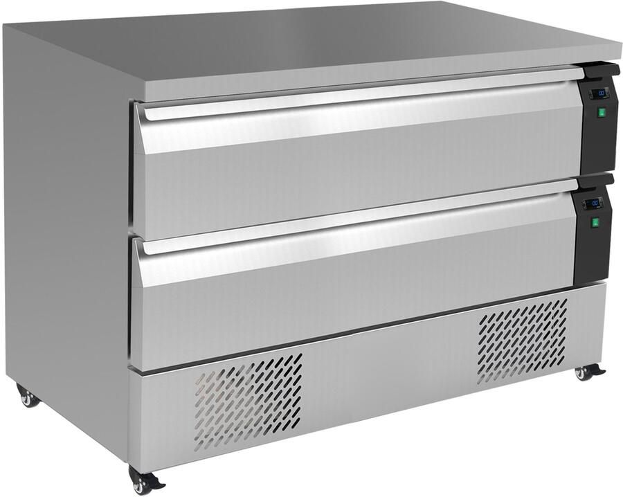 Combisteel Koel- Vrieswerkbank 265L 2 Laden 6x 1 1 GN Geforceerd Wielen 1230x700x865mm