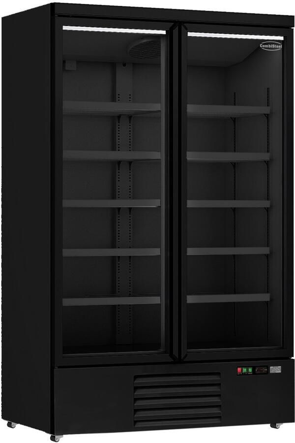 Combisteel Koelkast 1000L Zwart 0°C +10°C Geforceerd 2 Draaideuren Wielen 1253x710x2003mm Horeca Koelkast