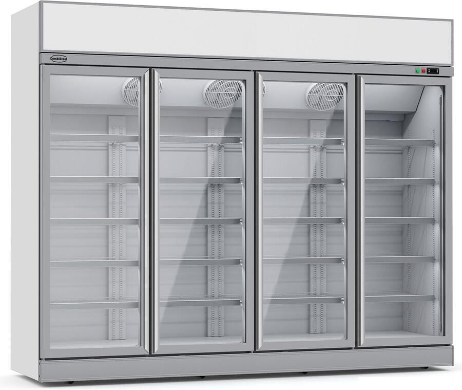 Combisteel Koelkast 2060L Wit 0°C +10°C Geforceerd 4 Draaideuren Wielen 2508x710x2092mm Horeca