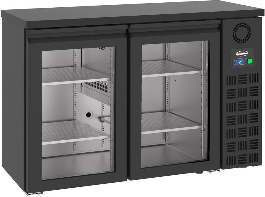 Combisteel Professionele Barkoeler Zwart 2 Glasdeuren ProLine 7489.5285 Horeca