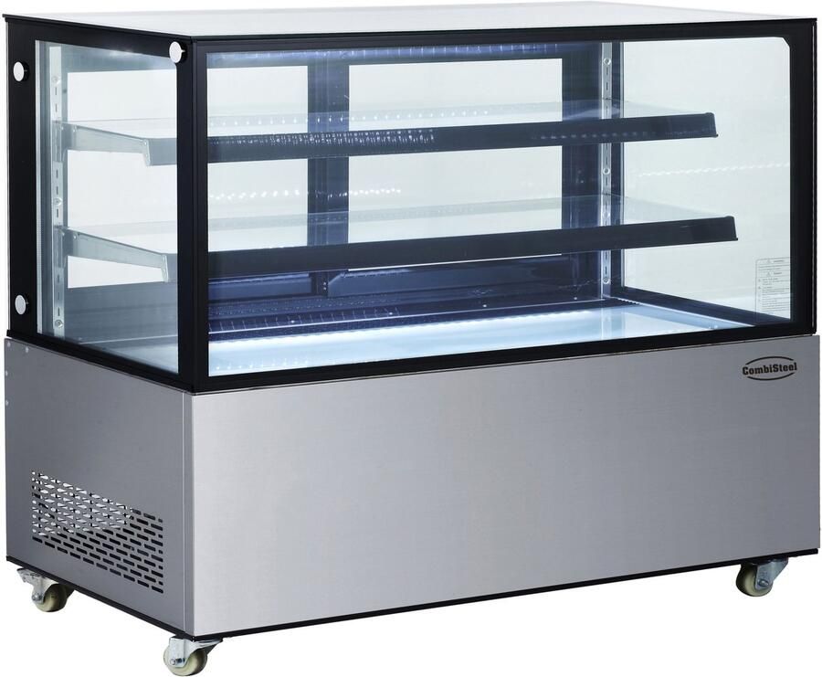 Combisteel Koelvitrine 470L Zwart grijs +2°c +8°c 3 Schappen 1515x675x1210mm