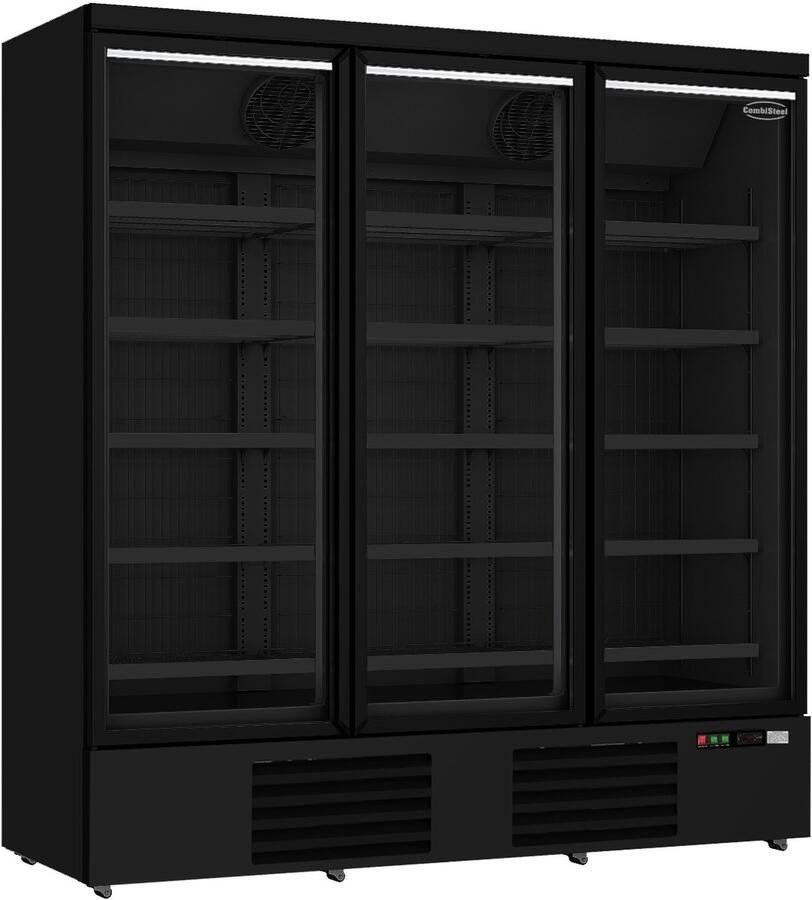 Combisteel Vrieskast 1530L Zwart -18°C -22°C Geforceerd 3 Draaideuren Wielen 1880x710x1997mm