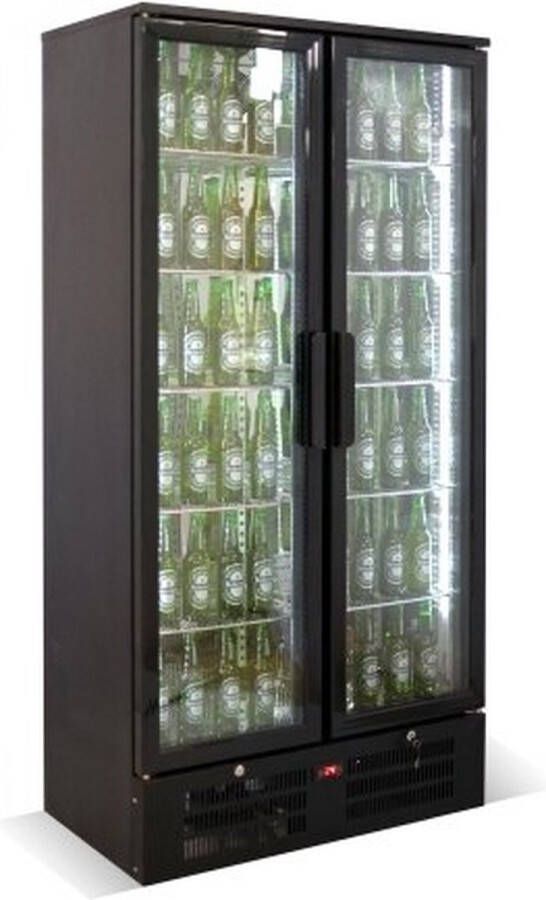 Combisteel Drankenkoeling 458L Zwart Geventileerd Draaideuren 900x515x1820mm Horeca Koelkast