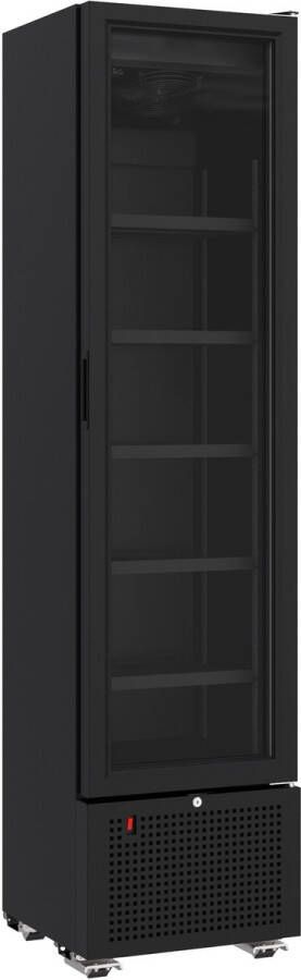 Combisteel Drankenkoeling Smal Model 221L Zwart +4°C +10°C Statisch + Ventilator Wielen 450x497x1881mm Horeca Koelkast