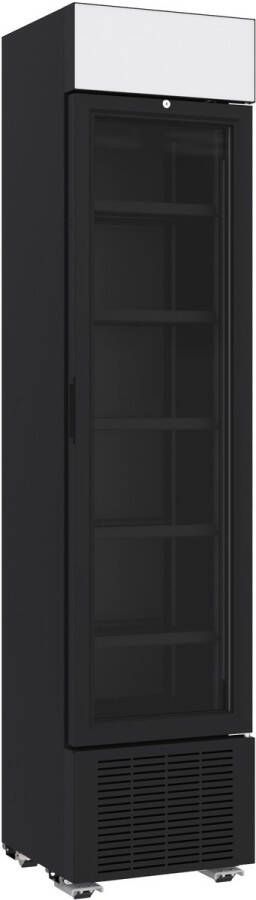 Combisteel Drankenkoeling Smal Model 232L Zwart +4°C +10°C Statisch + Ventilator Wielen 450x497x2024mm Horeca Koelkast