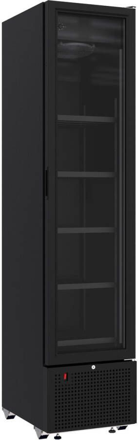 Combisteel Drankenkoeling Smal Model 348L Zwart +4°C +10°C Statisch + Ventilator Wielen 450x656x2024mm Horeca Koelkast