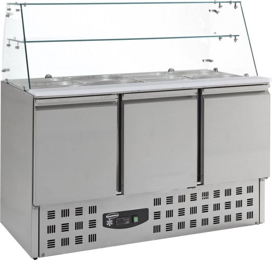 Combisteel Gekoelde Saladette Glasopstand 3 Deurs 368 Liter 1365 x 700 x 850 1310 mm - Foto 3