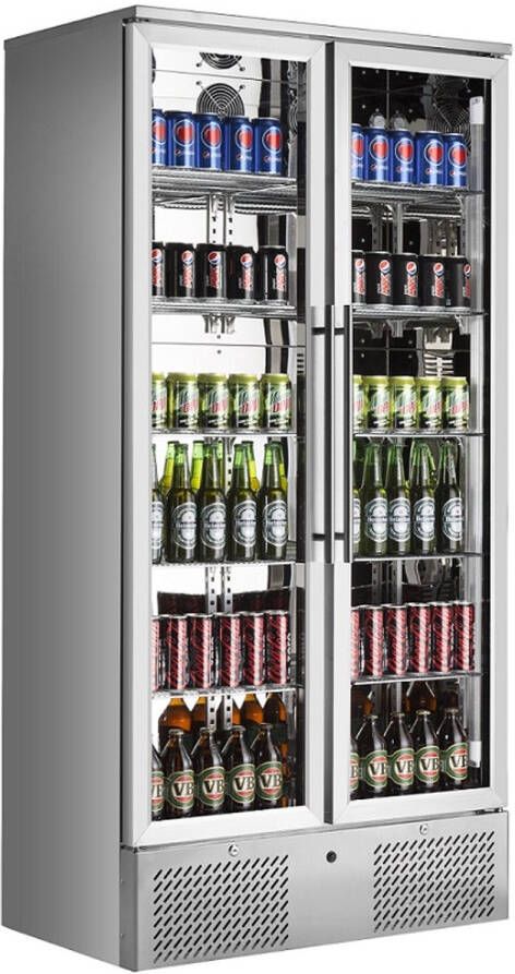 Combisteel Horeca glasdeur koelkast Dubbeldeur RVS Horeca kwaliteit