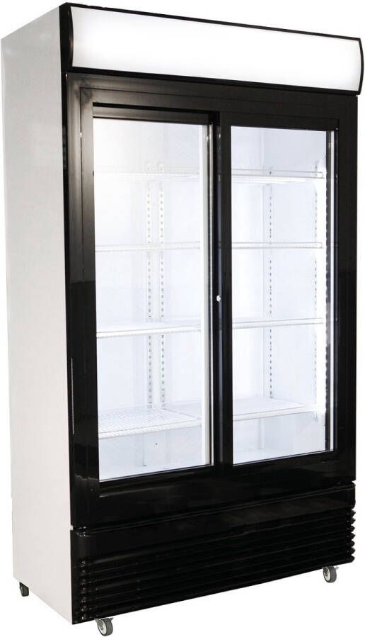Combisteel Horeca Koelkast met glazen deur 2 Schuifdeuren Glas 750 Liter reclamedisplay LED verlichting 7455.1395