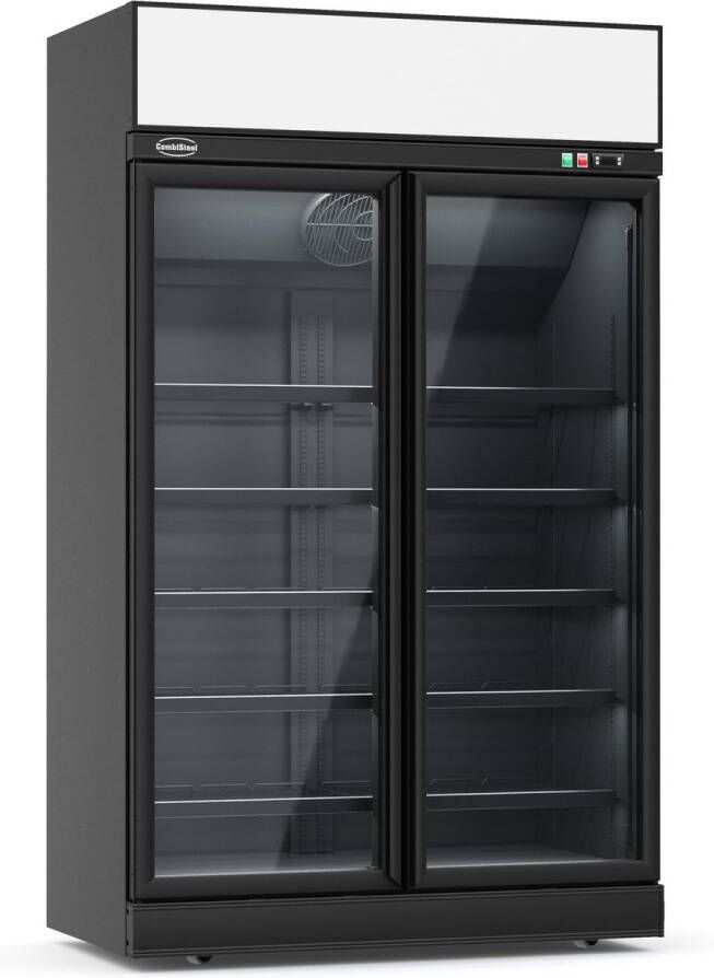Combisteel Koelkast 1000L Zwart 0°C +10°C Geforceerd 2 Draaideuren Wielen 1235x710x2092mm Horeca Koelkast