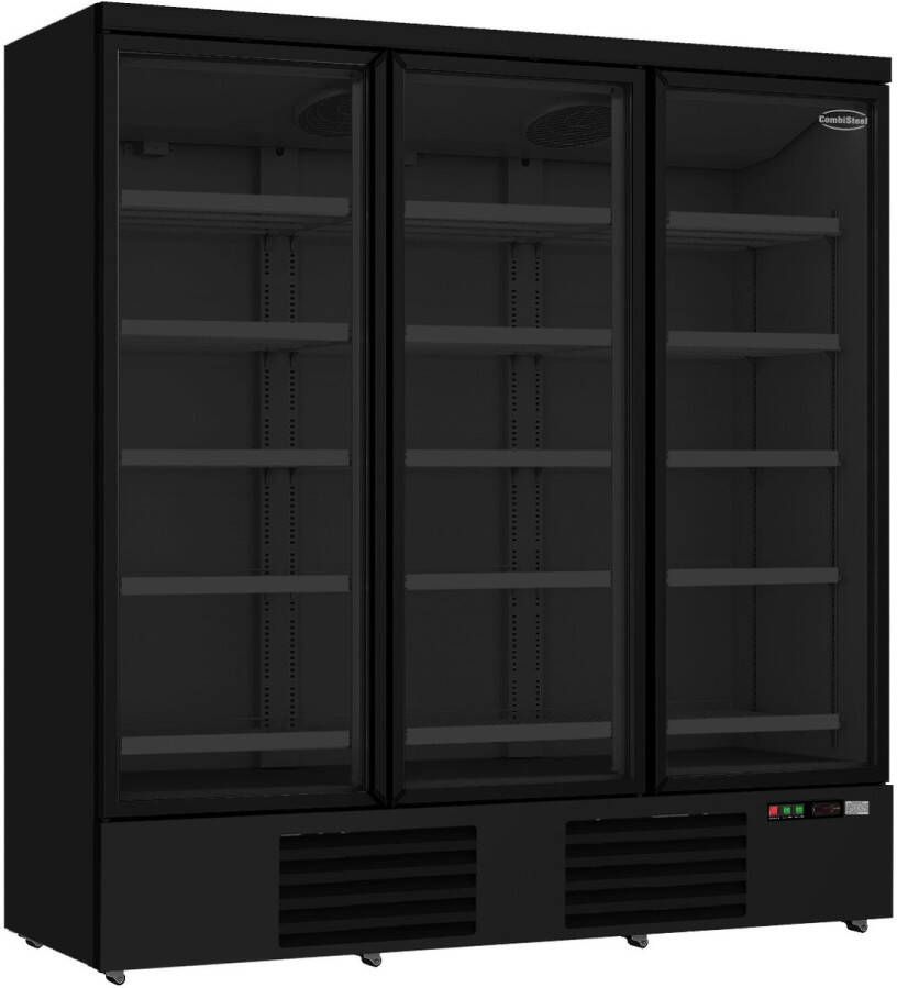 Combisteel Koelkast 1530L Zwart 0°C +10°C Geforceerd 3 Draaideuren Wielen 1880x710x1997mm Horeca Koelkast
