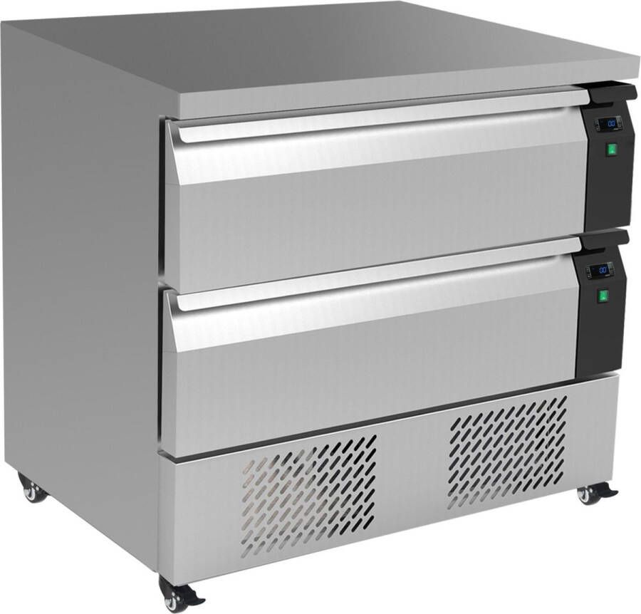 Combisteel Koel- Vrieswerkbank 179L 2 Laden 4x 1 1 GN Geforceerd Wielen 905x700x865mm