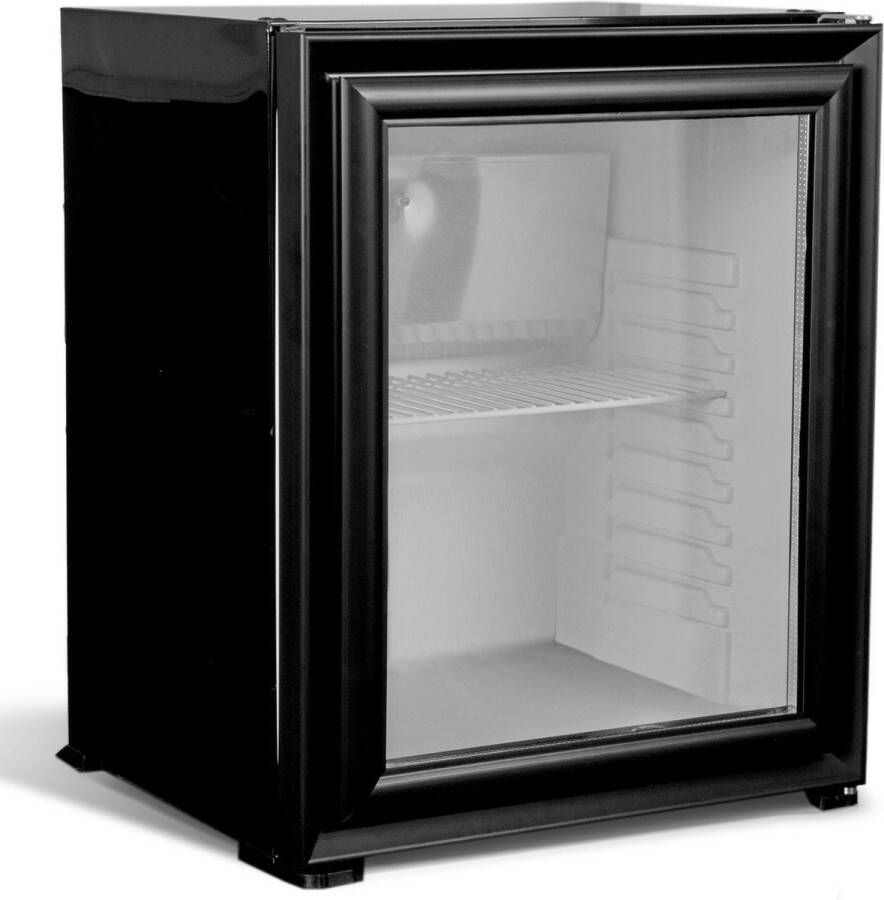 Combisteel Minibar koelkast met glazen deur glasdeur koelkast stille koeling 60 liter Zwart Horeca