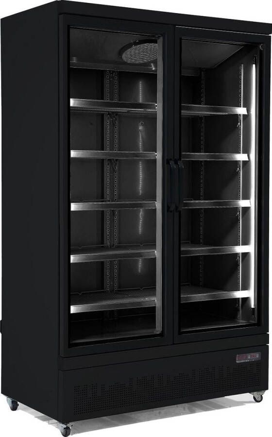 Combisteel Professionele 2 deurs Display koelkast glasdeuren zwart 7455.2230 Horeca