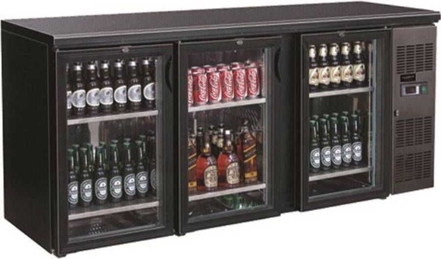 Combisteel Professionele Barkoeler Zwart 3 Glazen Deuren StandardLine 7450.0340 Horeca