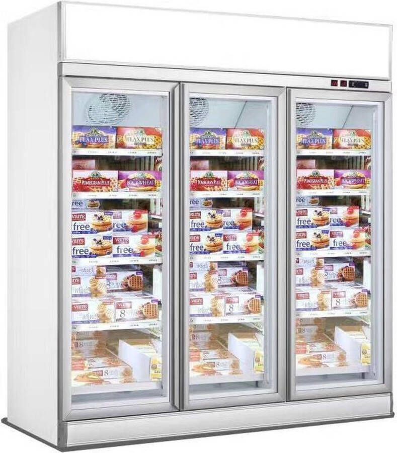 Combisteel Professionele Display koelkast 1530 L 3 Glasdeuren wit Lichtbak 7455.2410 Horeca