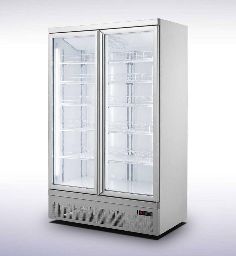 Combisteel Professionele Display koelkast 2 glasdeuren 1000 L zilver 7455.2200 Horeca