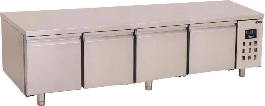 Combisteel Koelwerkbank PRO LINE Laag Model 360L 4 Deuren -2°C +8°C Geforceerd 2130x700x600mm