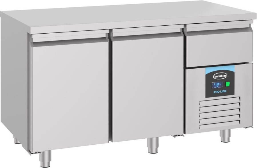 Combisteel Koelwerkbank PRO LINE 281L 2 Deuren 1 1 GN + 1 Lade –2°C +8°C Geforceerd 1400x700x850mm