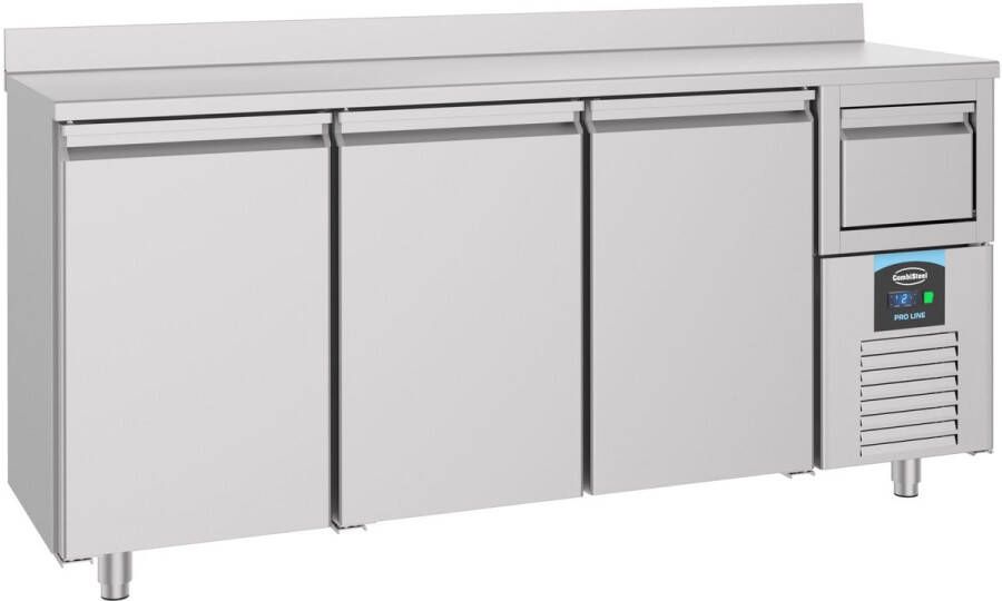 Combisteel Professionele Koelwerkbank met afvalbak opstaande rand 3 deuren 600mm Pro Line 7489.5265 Horeca
