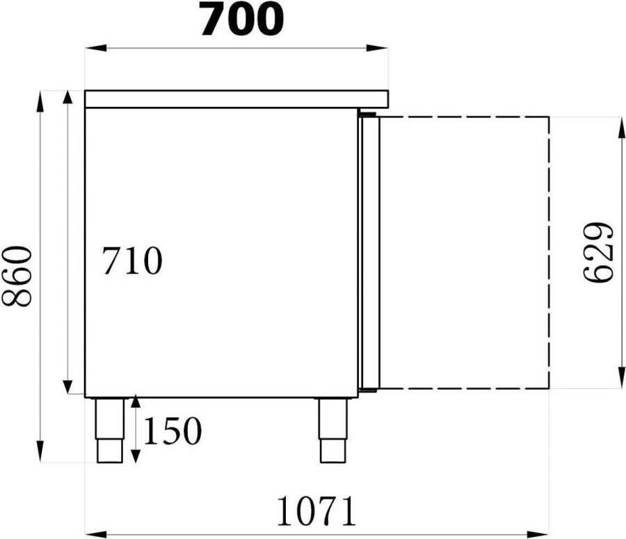 Combisteel Vrieswerkbank 2 Deurs Geheel RVS -10°C tot -20°C Geforceerd 1360x700x850mm