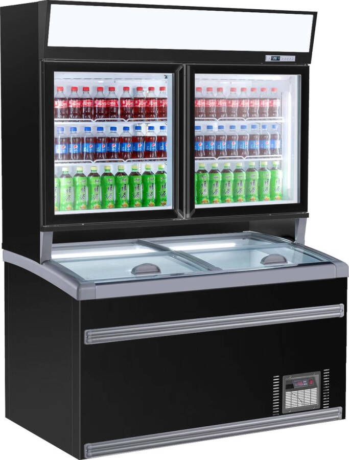 Combisteel Professionele Wandvrieskast Zwart 2 Glasdeuren 7455.2530 Horeca