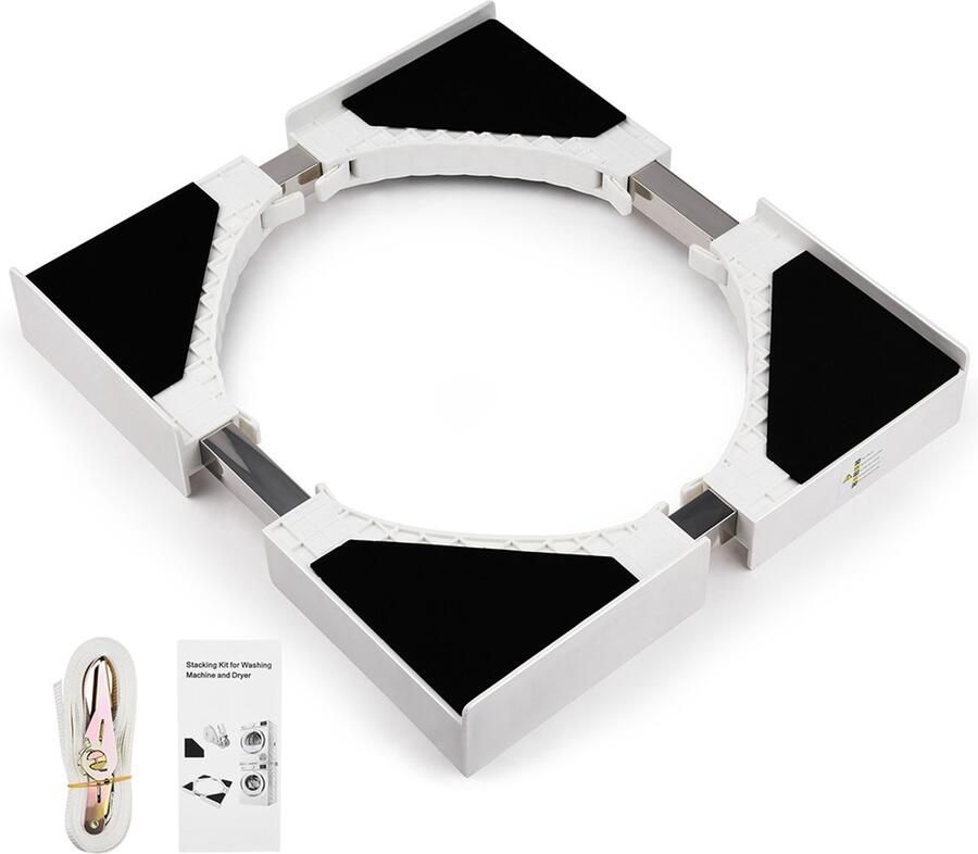 COOAU Universele Verbindingsframeset Verstelbaar Verbindingsframe Antislipbak Voor Wasmachines en Droogtrommels 50-70 cm Wit