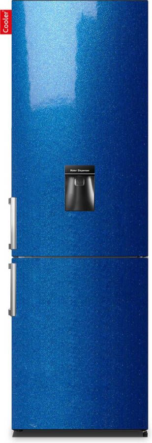 Cooler LARGEH2O-ABMET Combi Bottom Koelkast F 196+66l Blue Metalic Gloss All Sides Handle Waterdispenser